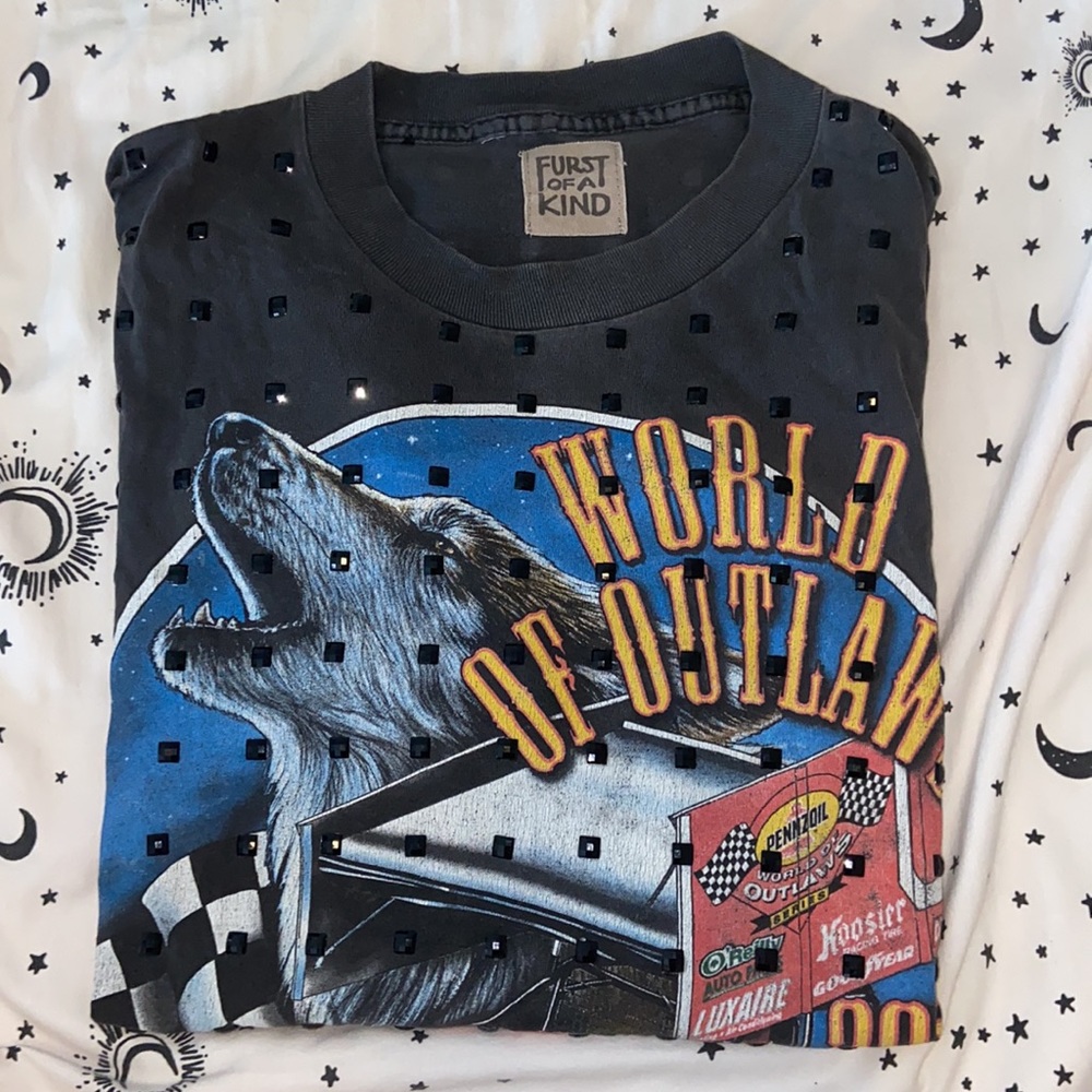 LF FURST OF A KIND OVERSIZED WORLD OF OUTLAWS VINTAGE TSHIRT WITH STUDS